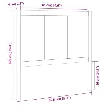 Solid Pine Wood Bed Headboard - 95.5x4x100 cm | Hipomarket