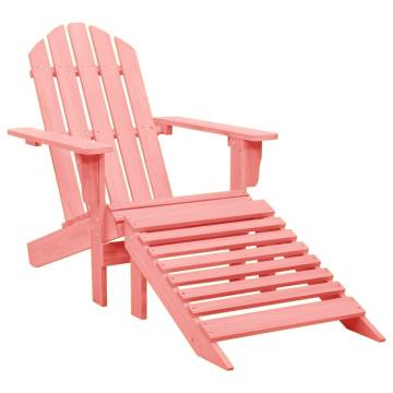 Garden Adirondack Chair with Ottoman - Solid Fir Wood Pink