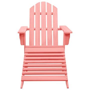 Garden Adirondack Chair with Ottoman - Solid Fir Wood Pink