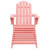 Garden Adirondack Chair with Ottoman - Solid Fir Wood Pink