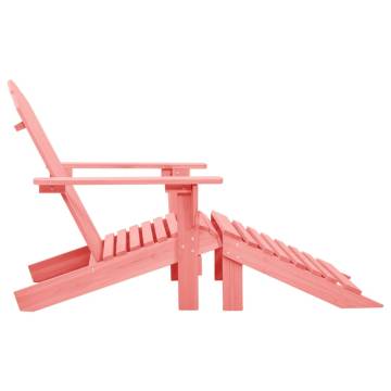 Garden Adirondack Chair with Ottoman - Solid Fir Wood Pink