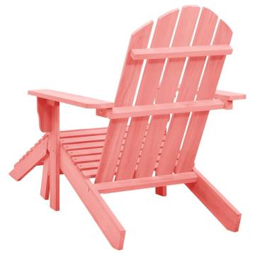 Garden Adirondack Chair with Ottoman - Solid Fir Wood Pink