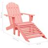 Garden Adirondack Chair with Ottoman - Solid Fir Wood Pink