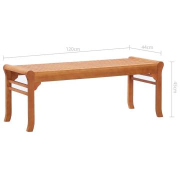 2-Seater Garden Bench - Solid Eucalyptus Wood, 120 cm