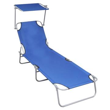 Folding Sun Lounger with Canopy - Blue Aluminium Comfort