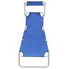 Folding Sun Lounger with Canopy - Blue Aluminium Comfort