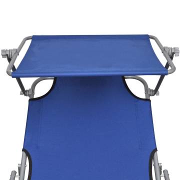 Folding Sun Lounger with Canopy - Blue Aluminium Comfort