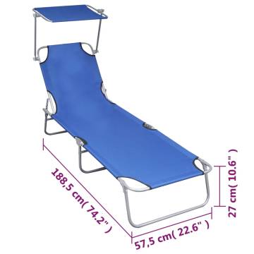 Folding Sun Lounger with Canopy - Blue Aluminium Comfort