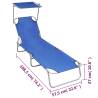 Folding Sun Lounger with Canopy - Blue Aluminium Comfort