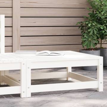 Garden Footstool White 70x70x30 cm - Solid Pine Wood