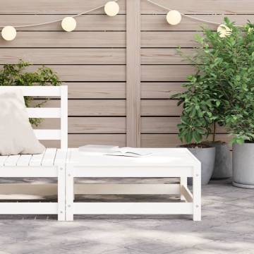 Garden Footstool White 70x70x30 cm - Solid Pine Wood