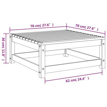 Garden Footstool White 70x70x30 cm - Solid Pine Wood