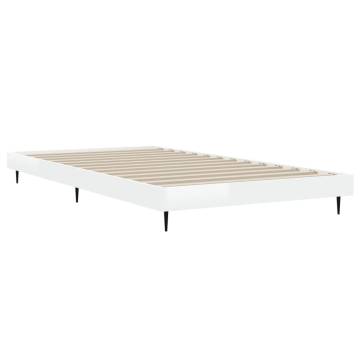 High Gloss White Bed Frame 90x200 cm - Durable & Stylish