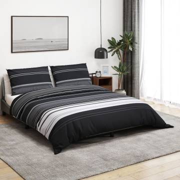 Duvet Cover Set Black and White 200x200 cm Cotton | Hipo Market