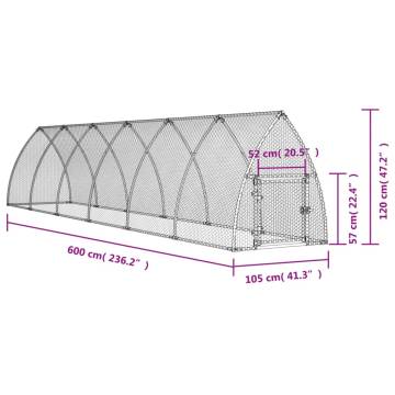 Chicken Cage Silver 600x105x120 cm - Galvanised Steel