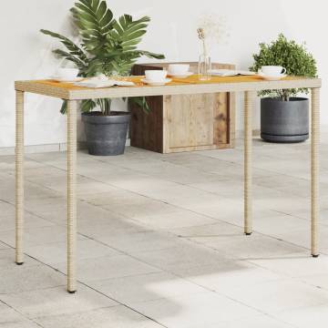 Beige Garden Table 115x54 cm with Acacia Wood Top | Hipomarket