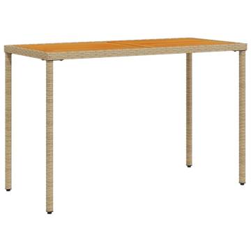 Beige Garden Table 115x54 cm with Acacia Wood Top | Hipomarket