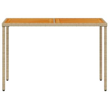 Beige Garden Table 115x54 cm with Acacia Wood Top | Hipomarket