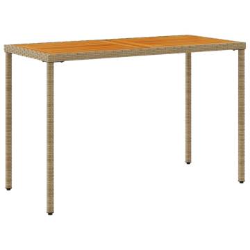 Beige Garden Table 115x54 cm with Acacia Wood Top | Hipomarket