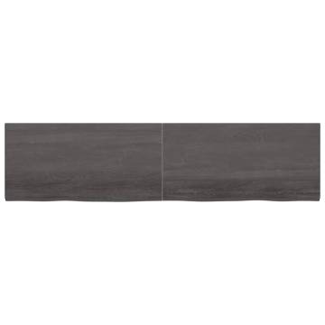 Dark Brown Solid Oak Table Top | 200x50x(2-4) cm