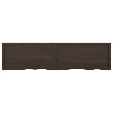 Dark Brown Solid Oak Table Top | 200x50x(2-4) cm