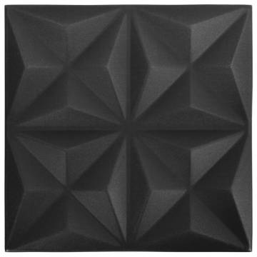 3D Wall Panels 48 pcs 50x50 cm Origami Black - Hipomarket