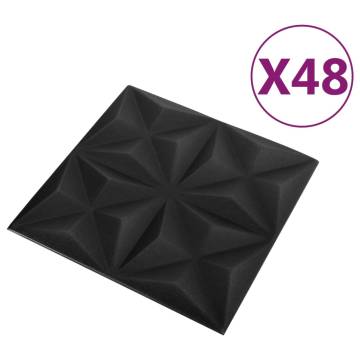 3D Wall Panels 48 pcs 50x50 cm Origami Black - Hipomarket