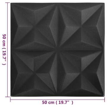 3D Wall Panels 48 pcs 50x50 cm Origami Black - Hipomarket