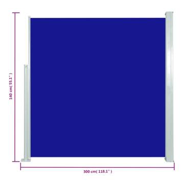 Patio Retractable Side Awning 140x300 cm - Blue | Hipomarket