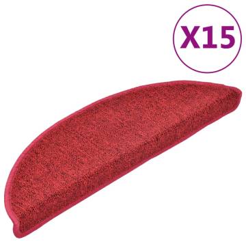 Carpet Stair Treads 15 pcs Bordeaux Red - Non-Slip Protection