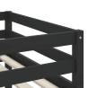 Kids' Loft Bed with Curtains - Solid Pine Wood, White & Black