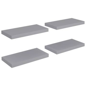 Floating Wall Shelves - 4 pcs Grey MDF | Stylish Home Decor