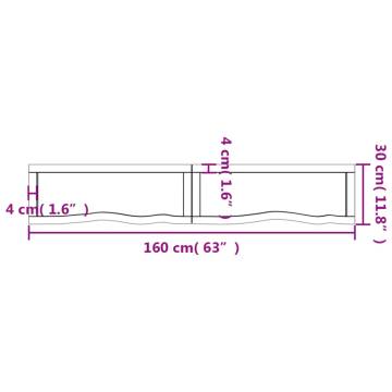 Wall Shelf Light Brown - Solid Oak Wood, 160x30 cm | HipoMarket UK