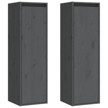 Wall Cabinets 2 pcs Grey - Solid Pinewood & Stylish Design