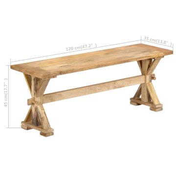 Solid Mango Wood Hall Bench - 120x35x45 cm | Hipo Market