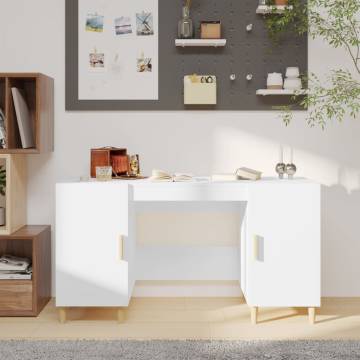 Stylish White Desk 140x50 cm - Engineered Wood | HipoMarket