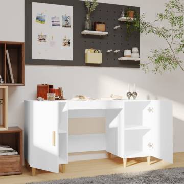 Stylish White Desk 140x50 cm - Engineered Wood | HipoMarket