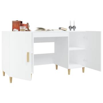 Stylish White Desk 140x50 cm - Engineered Wood | HipoMarket