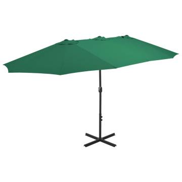 Outdoor Green Parasol with Aluminium Pole - 460x270 cm