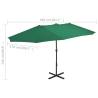 Outdoor Green Parasol with Aluminium Pole - 460x270 cm