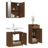 3 Piece Bathroom Cabinet Set in Brown Oak - Stylish Storage