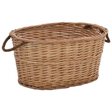 Durable Natural Willow Firewood Basket with Handles - 58x42x29 cm