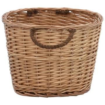 Durable Natural Willow Firewood Basket with Handles - 58x42x29 cm