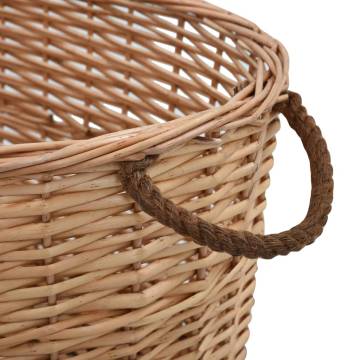 Durable Natural Willow Firewood Basket with Handles - 58x42x29 cm