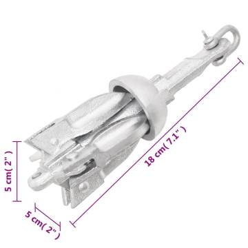 Folding Anchor Silver 0.7 kg - Durable Malleable Iron