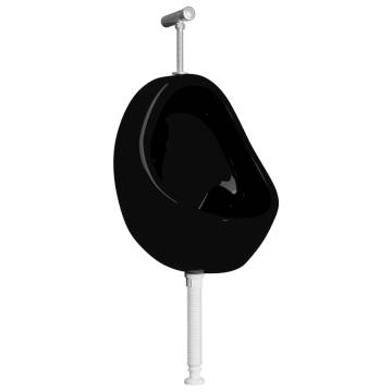 Wall Hung Urinal with Flush Valve - Black Ceramic