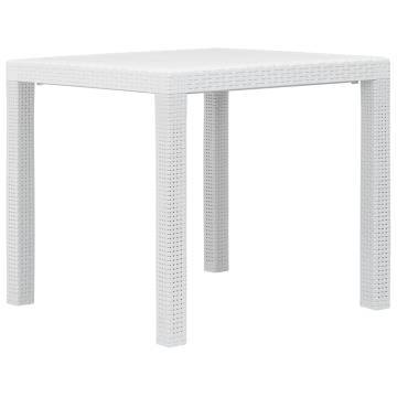 White Plastic Rattan Look Garden Table - 79x79x72 cm