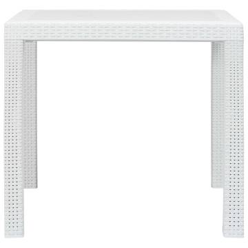 White Plastic Rattan Look Garden Table - 79x79x72 cm