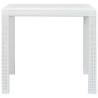 White Plastic Rattan Look Garden Table - 79x79x72 cm