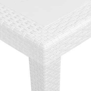 White Plastic Rattan Look Garden Table - 79x79x72 cm